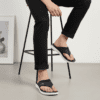 Men black sporty chappal and pillow cushioned summer slippers by Nova