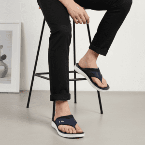 Men black sporty chappal and pillow cushioned summer slippers by Nova