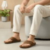 Men modern mustard brown slide and trendy casual summer chappal by Nova