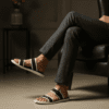 Comfortable Slippers with Arch Support Black White | Nova Men comfortable slippers with arch support in black and white medicated design by Nova