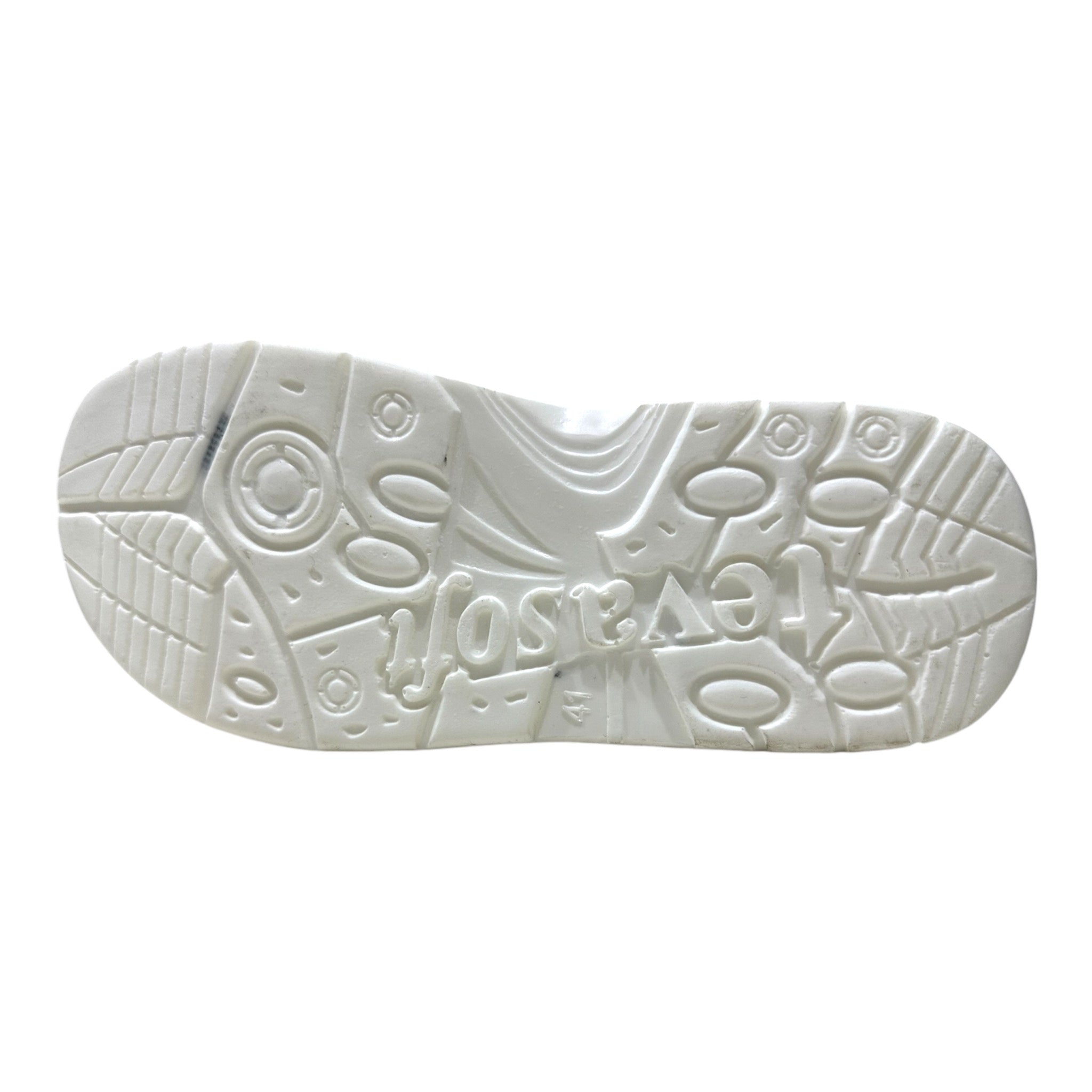 Men Everyday Slides - 1124 5 white sole slide with anti-slip grip and traction pattern.