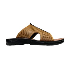 comfortable slippers for men mustard brown breathable mesh Nova lightweight summer cooling chappal soft black sole