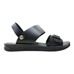 Men's comfortable summer sandals black trendy comfort daily wear chappal Nova dual strap secure backstrap waterproof sandal with textured sole.