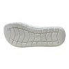 Non-slip rubber outsole of a black slide showing a high-traction tread pattern for safety on wet surfaces.