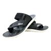 Profile of black athletic slides showing a thick cushioned white midsole and ergonomic arch support for walking.