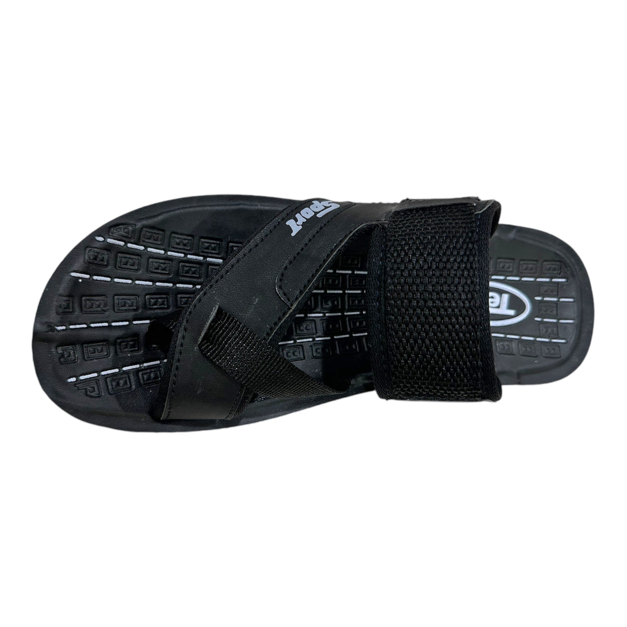 Men Everyday Slides - A12 5 Men’s classic black slides featuring wide adjustable buckle straps and a textured orthopedic massage footbed.