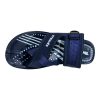 Navy Blue Slides - Men's Massage Footbed Flip Flops navy blue thong slides with textured massage footbed and blue mesh strap