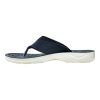 blue cushioned slides with thick grey sole and arch support