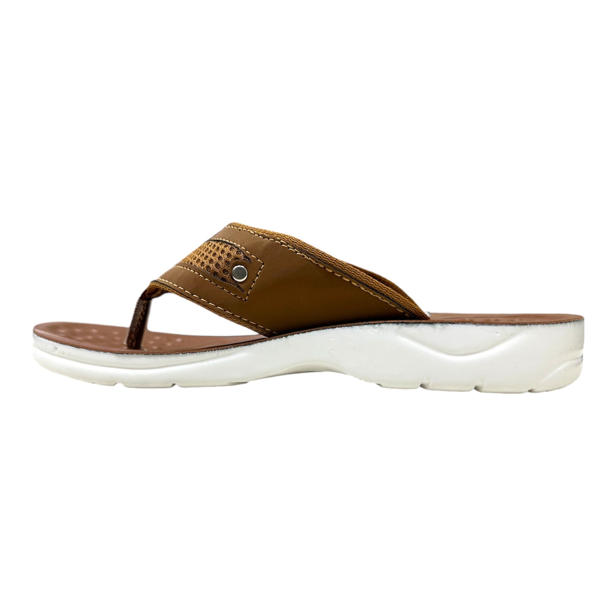 Men Everyday Slides - 1124 2 brown cushioned slides with thick sole and arch support