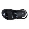 Comfortable black kids casual slides with adjustable dual straps and lightweight white soles by Nova. Comfortable black kids casual slides with adjustable dual straps and lightweight white soles by Nova.