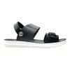 Black kids sandal with back strap and adjustable buckle on thick white sole Nova breathable lightweight chappal for boys summer outdoor wear.