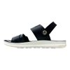 Lightweight kids black casual sandals with adjustable velcro straps and white cushioned soles by Nova.