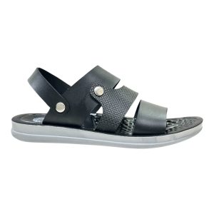 Men's comfortable summer sandals black trendy comfort daily wear footwear Nova dual strap secure backstrap waterproof sandal with textured sole.