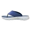 Profile of dark brown athletic slides with a thick cushioned white midsole and ergonomic arch support for all-day relief.