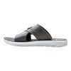 Dark Brown Slides - Cushioned Arch Support Profile of dark brown athletic slides showing a thick cushioned white midsole and ergonomic arch support for all-day relief.