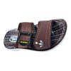 Lightweight brown slides for kids with adjustable double straps and white ergonomic soles by Nova.