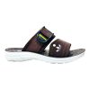 Brown kids waterproof slides with spot logo strap and thick white sole Nova breathable lightweight chappal for boys summer outdoor wear.
