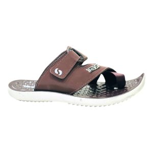 Men's soft toe finger slippers brown comfort daily wear chappal Nova Soft adjustable strap waterproof thumb slipper with massage footbed for summer.