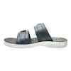 black cushioned slippers with thick white sole and ergonomic arch support