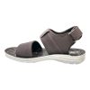Durable kids brown slides with dual adjustable straps and lightweight white soles by Nova. Durable kids brown slides with dual adjustable straps and lightweight white soles by Nova.