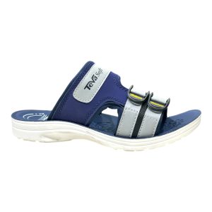 > Men's soft summer slippers blue white sporty comfort daily wear chappal Nova Soft dual strap adjustable waterproof slide slipper with massage sole.