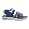 Men's Comfortable Summer Sandals - Navy Nova Men's comfortable summer sandals navy blue trendy comfort daily wear footwear Nova buckle strap secure backstrap waterproof sandal with contoured sole.