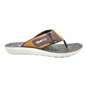 Men's breathable summer slides brown tan trendy comfort daily wear chappal Nova buckle strap lightweight waterproof slide with textured sole.