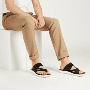 Men black stylish chappal and lightweight casual summer slides by Nova
