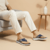 Men breathable slides in navy blue trendy summer chappal by Nova