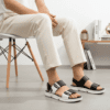 Men black and white chappal and stylish lightweight summer sandal by Nova