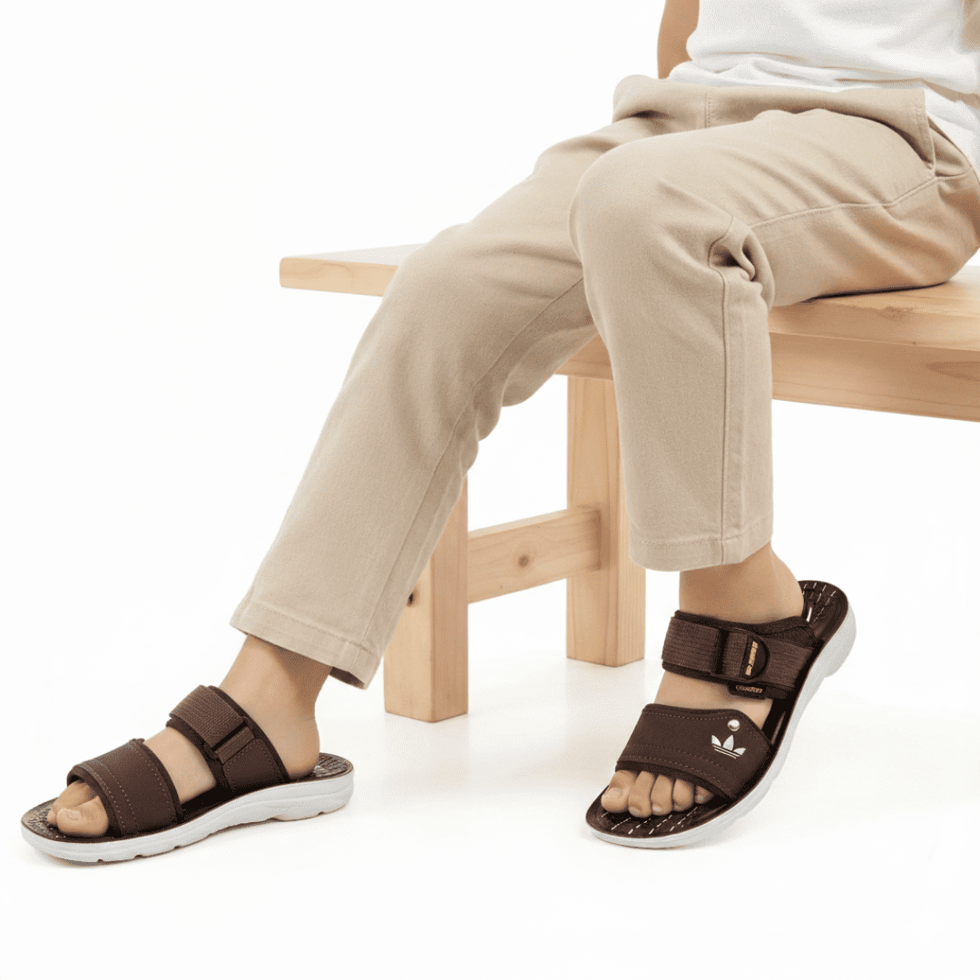 Kids brown waterproof slides and durable splash proof boys chappal by Nova