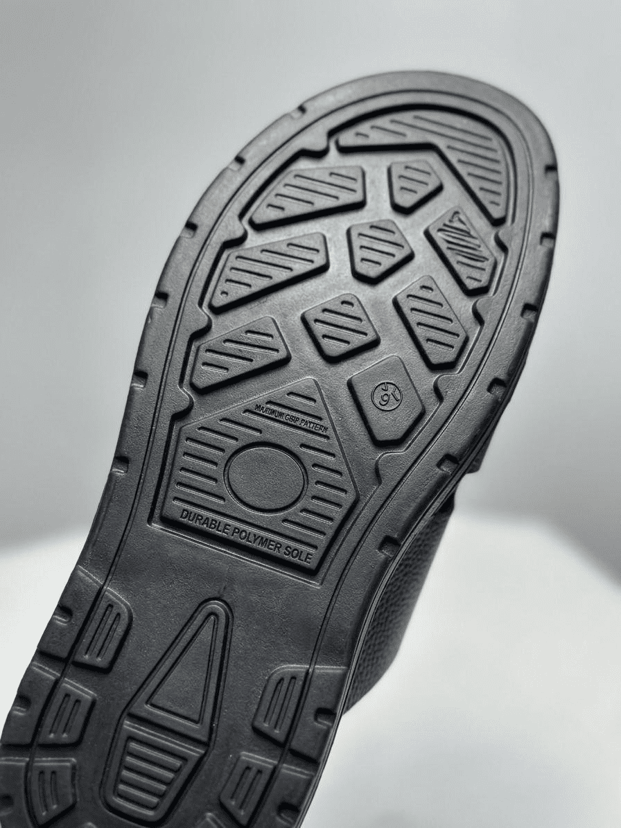 Anti Slip Medicated Sole Detail Nova Close up of anti-slip medicated sole on handmade men's slippers and sandals Nova Footwear