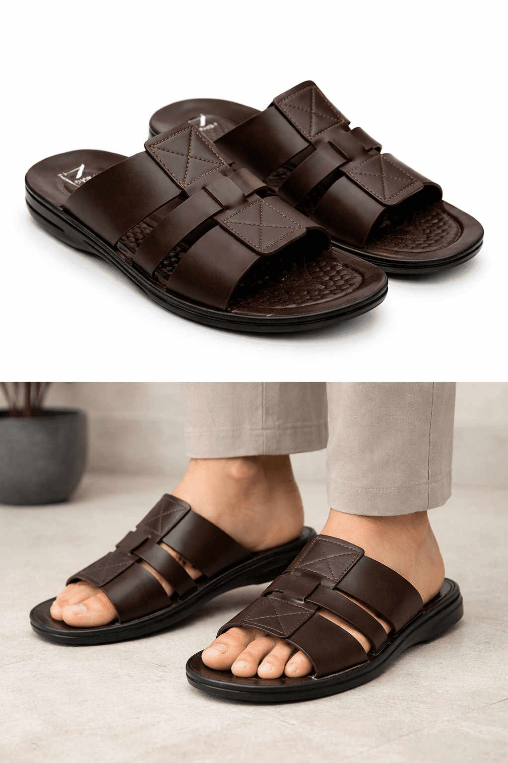 Handmade Custom Logo Slipper Nova Footwear Handmade PU Rexine slippers with customized logo and name Nova Footwear
