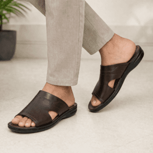 Medicated men's slippers with 1.44mm resin sole for significant underfoot ease Nova handmade footwear