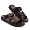 Handmade men's slipper side profile showing 2.5mm PU leather resin upper Nova footwear 2 in 1