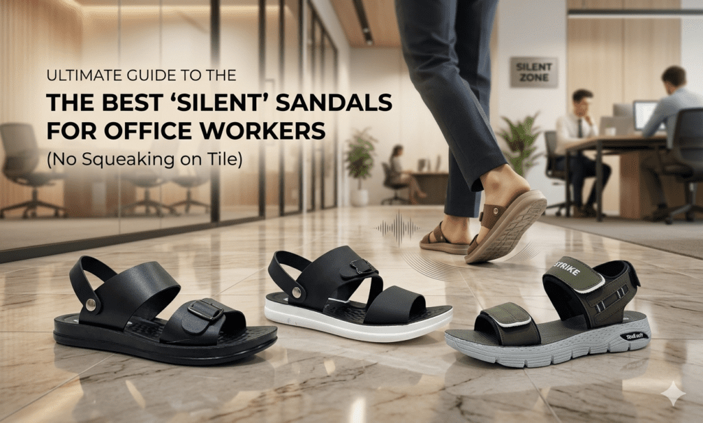 Best silent sandals for office workers on marble floor tile no squeaking walk Nova Footwear.